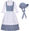 SIZGAROOT Colonial Costume Girls Pioneer Girl Costume Prairie Dress with Bonnet (7-8 Years)