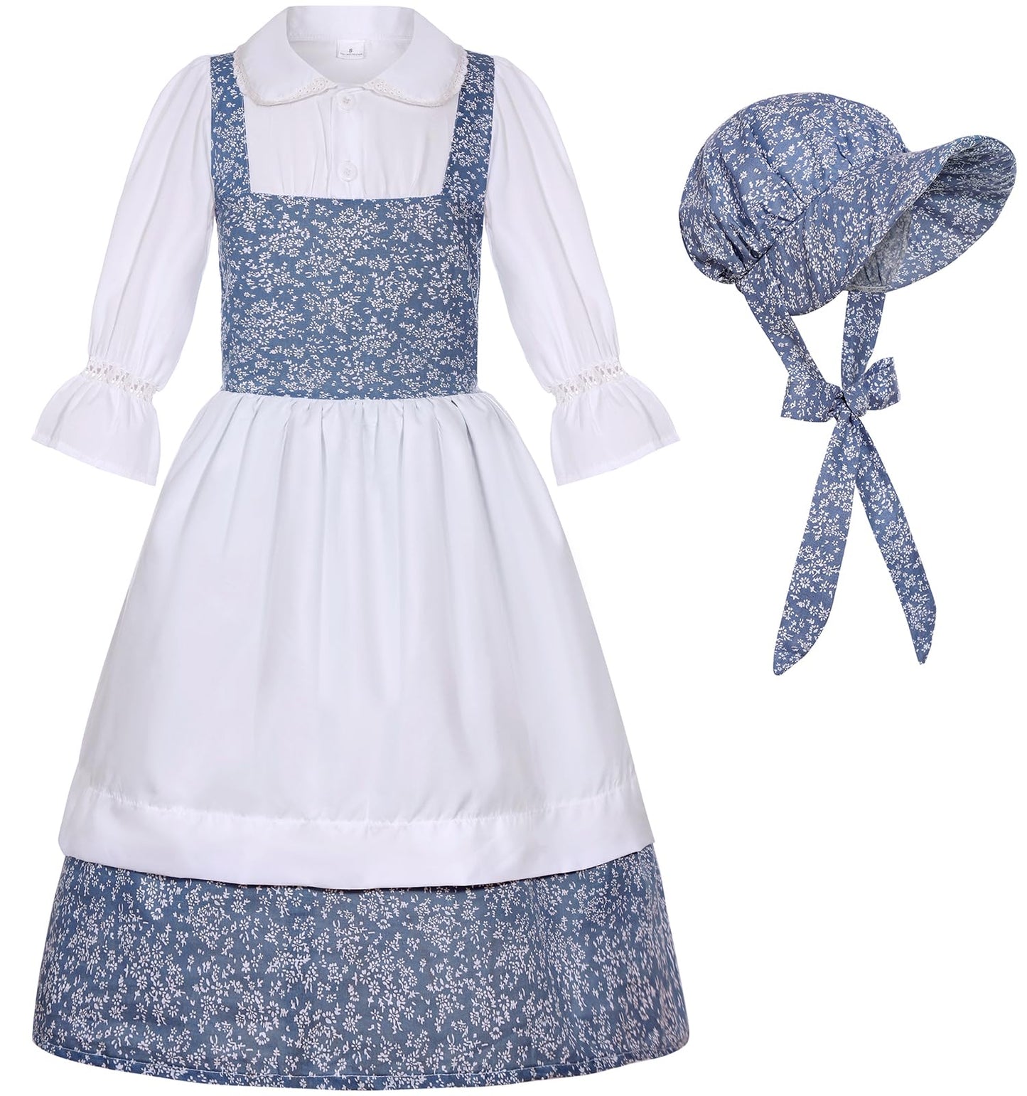 Sizgaroot Colonial Costume Girls Pioneer Girl Costume Prairie Dress With Bonnet (9-10 Years)
