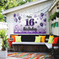 LASKYER Happy 16th Birthday Decorations,16th Purple Balloon Large Birthday Banner Backdrop Sign,Cheers to Sixteen Years Old Bday