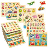 Edutree Wooden Peg Puzzles For Toddlers 1 2 3 4, 6 Pack Educational Peg Puzzles Montessori Toys, Learning Puzzles For Kids Girs