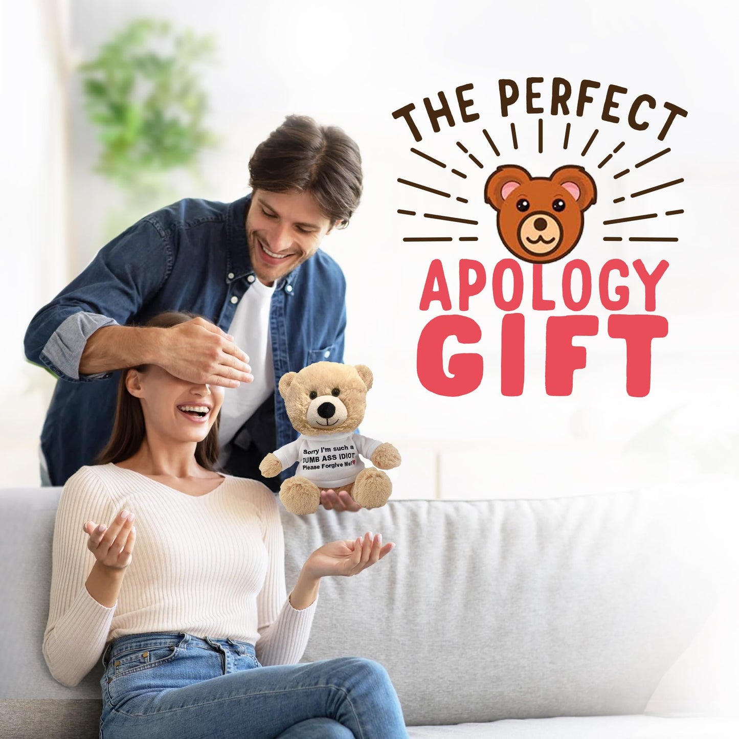 Witty Enterprise 10 Beige Teddy Bear with Gift Bag - Funny Apology Plush for Girlfriend, Boyfriend, Best Friend