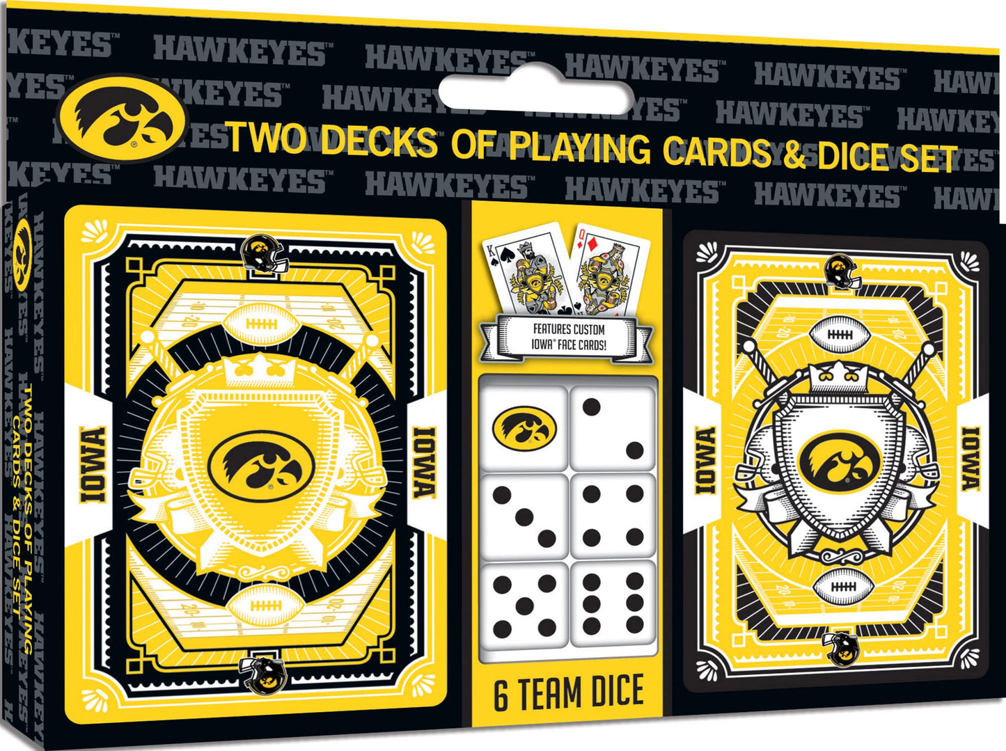 Masterpieces Game Day - NCAA Iowa Hawkeyes 2-Pack Playing Cards & Dice Pack - Officially Licensed Set for mature-themeds and Family