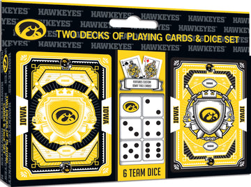 Masterpieces Game Day - NCAA Iowa Hawkeyes 2-Pack Playing Cards & Dice Pack - Officially Licensed Set for mature-themeds and Family