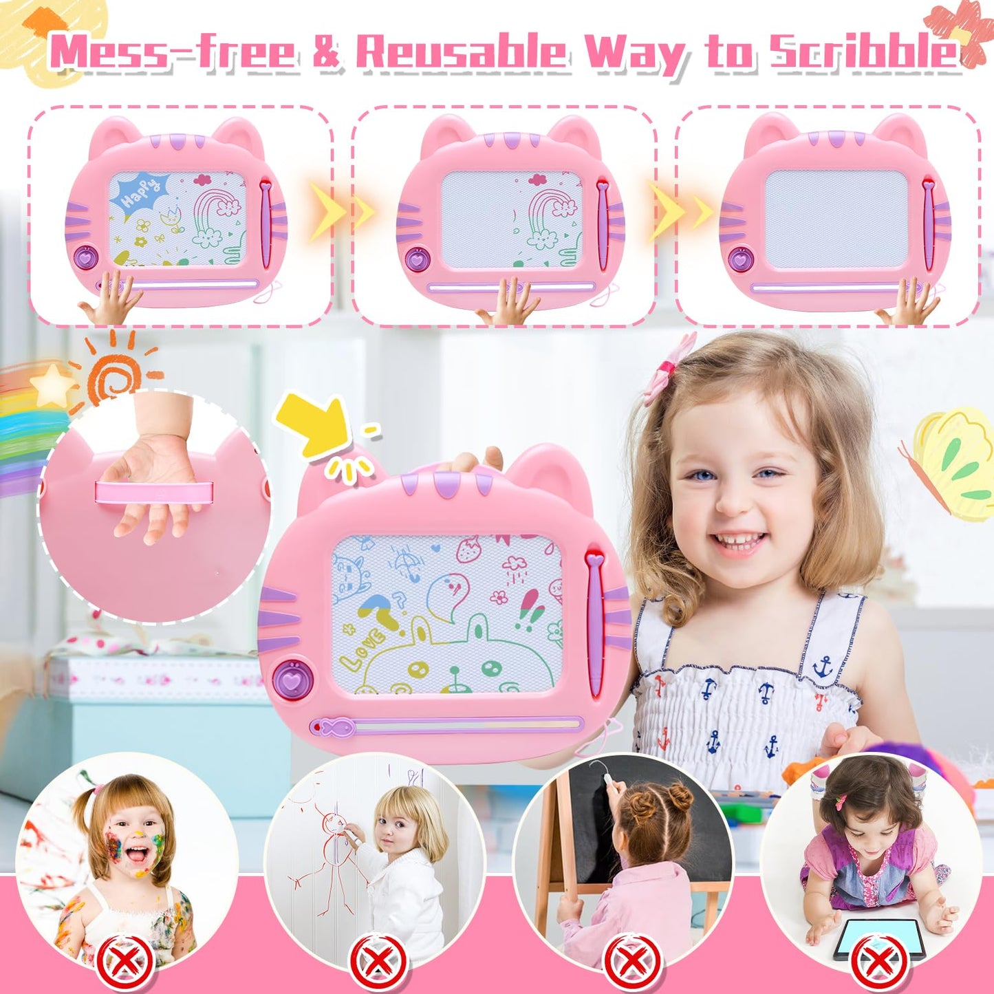Toddler Toys,Toys For 1-2 Year Old Girls,Magnetic Drawing Doodle Board For Toddler 1-3,Learning Educational Baby Kids Toys For 1