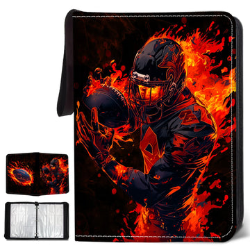 Wazzio 900 Pocket Football Card Binder  Trading Card Storage Album with 50 Durable 9-Pocket Pages  Football Design on Pocket Card Packs  Gifts for Zipper Closure Collector's Album