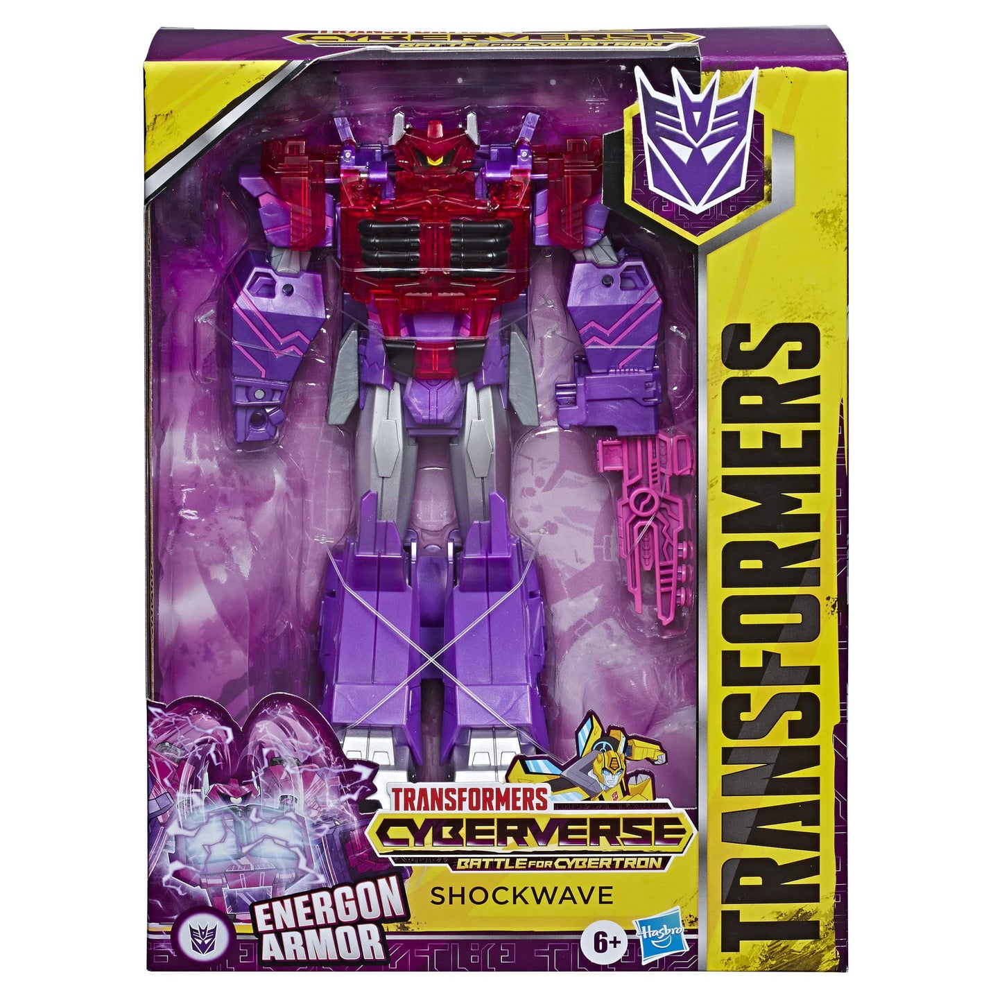 Transformers Cyberverse Shockwave Action Figure, 9-inch, Red/Violet, Combines with Energon Armor, Model E7113, for Kids 6+