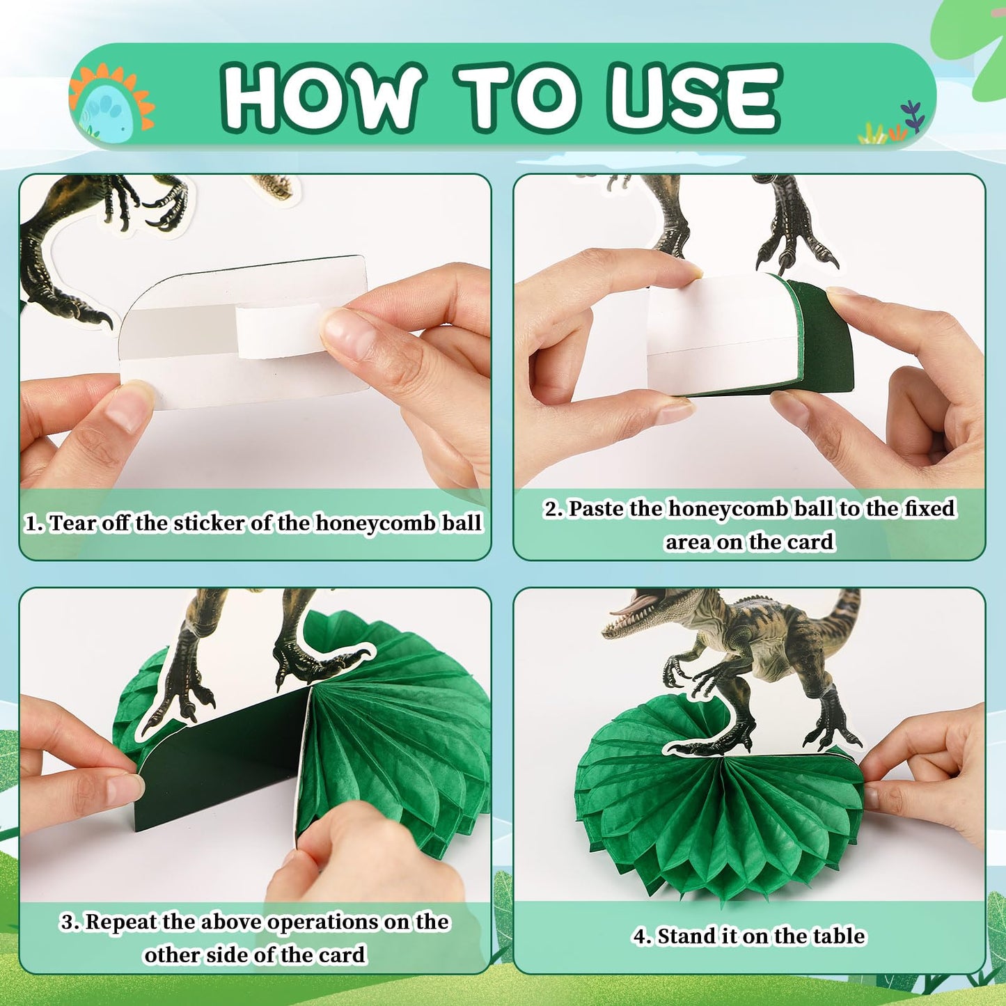 DTOFOOT 10 Pcs Dinosaur Party Decorations, Dinosaur Birthday Decorations Dinosaur Centerpieces for Birthday Party 3D Dino Honeyc