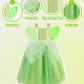 Uporpor Light Up Fairy Dress With Wings Green Princess Costume For Little Girls Kid Halloween Dress Up Clothes Party Dress, 100