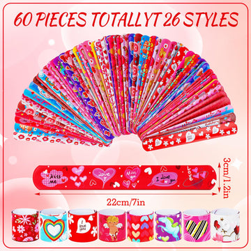 LUYI 108 Pcs Valentines Day Slap Bracelets Wristbands Valentines Day Party Supplies Toys School Class Classroom Game Prizes Good