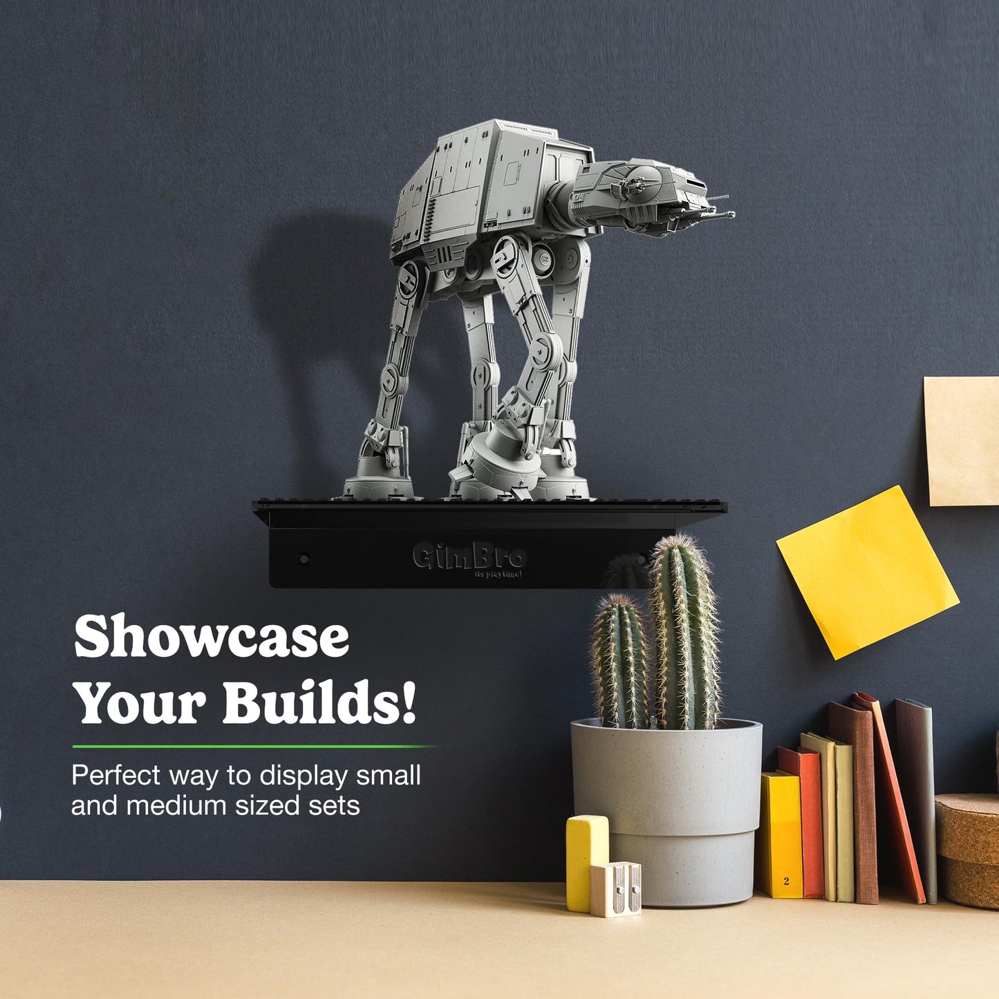 GALVANOX Display Shelves for Toy Building Bricks  Wall Mounted Shelf with 10 Inch Removable Baseplate  Black (4 Pack)