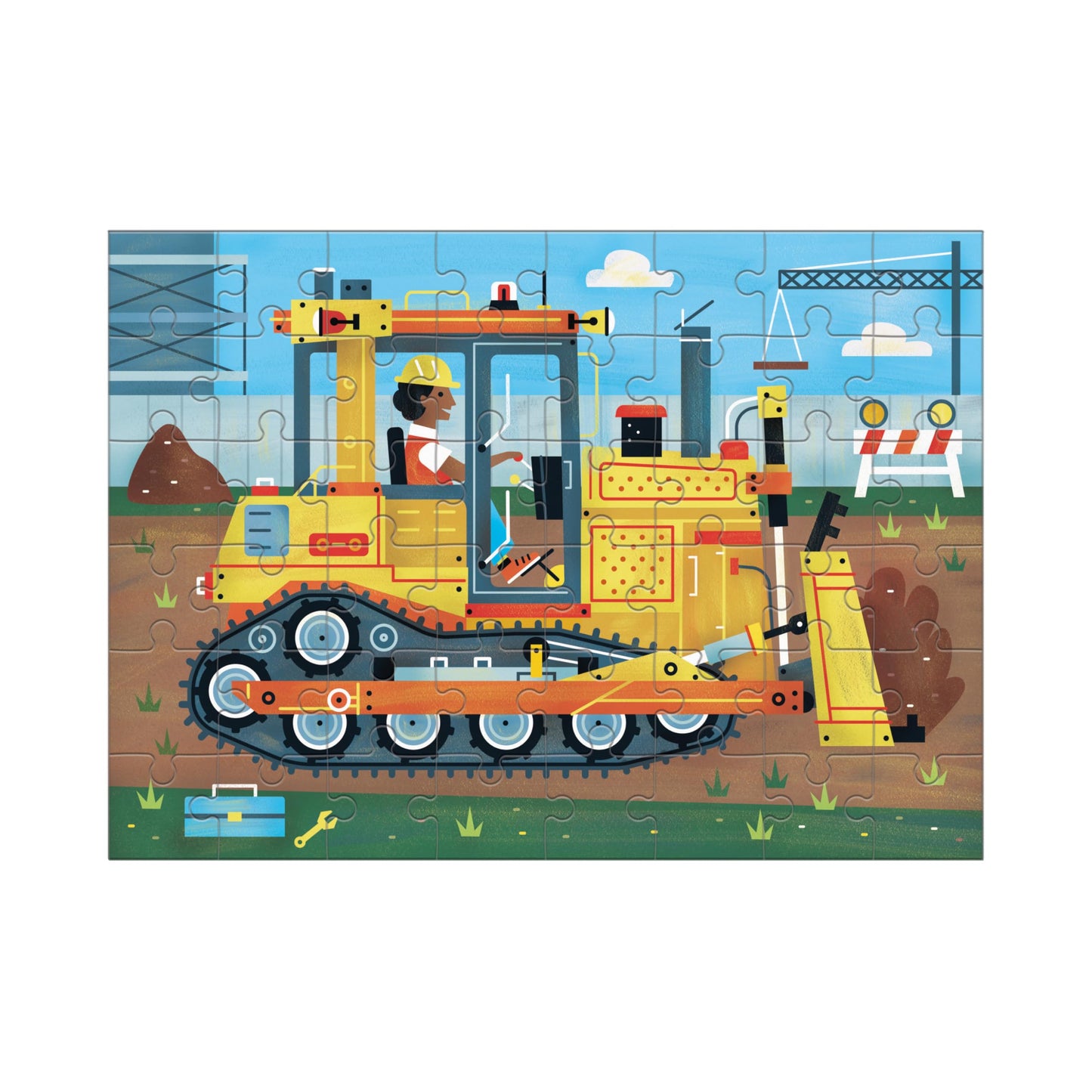 Mudpuppy Bulldozer - Mini Puzzle Featuring Colorful Construction Site Scene Perfect Travel Activity for Children Ages 4 and Up