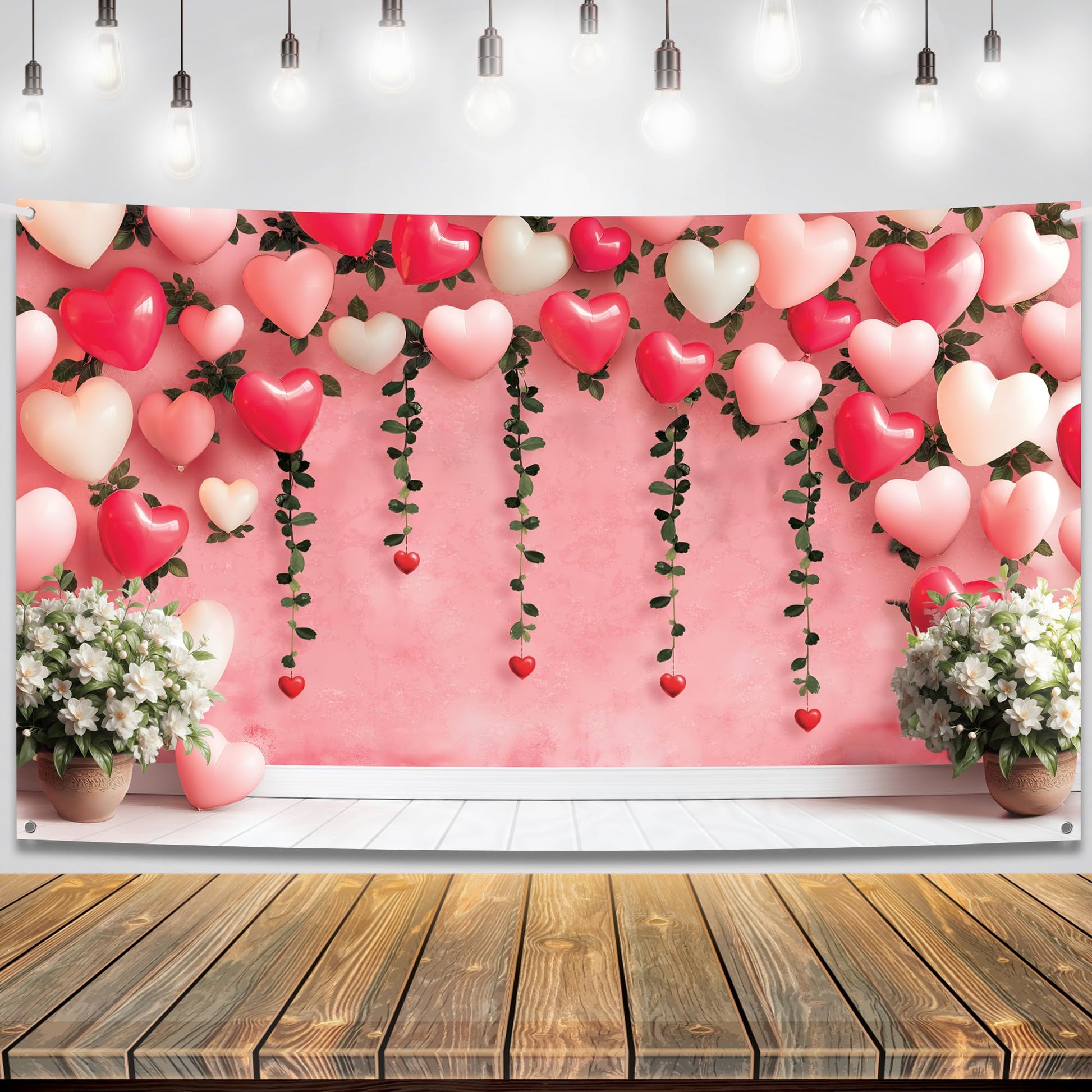KatchOn, Heart Valentines Day Backdrop - XtraLarge, 72x44Inch | Valentines Backdrops for Photography | Happy Valentines Day Bann
