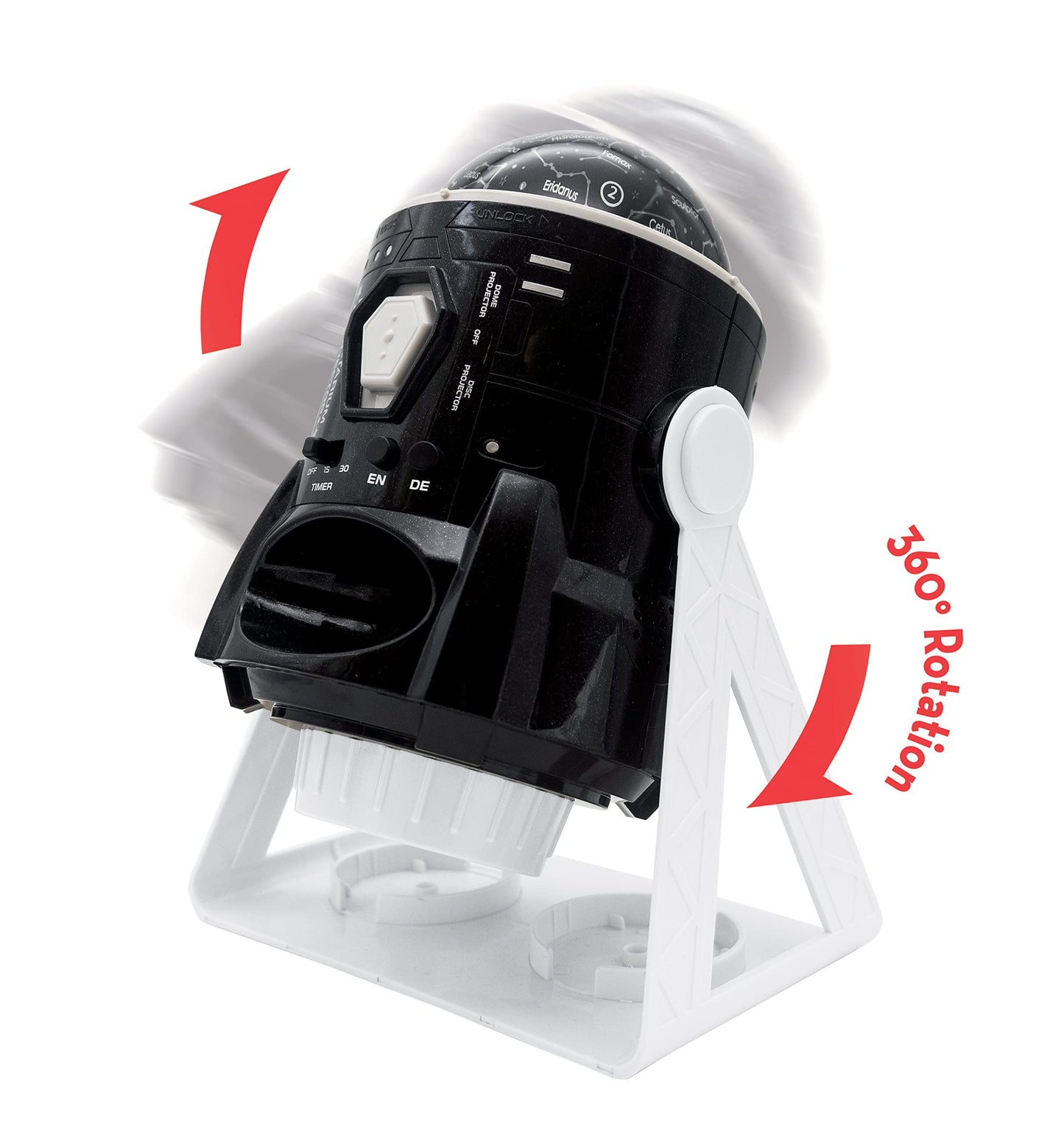 LEXIBOOK NLJ181i3 Speaking 2-in-1 Planetarium Projector, 24 Images to Discover Space, 2 Constellation Domes, STEM, Black/White