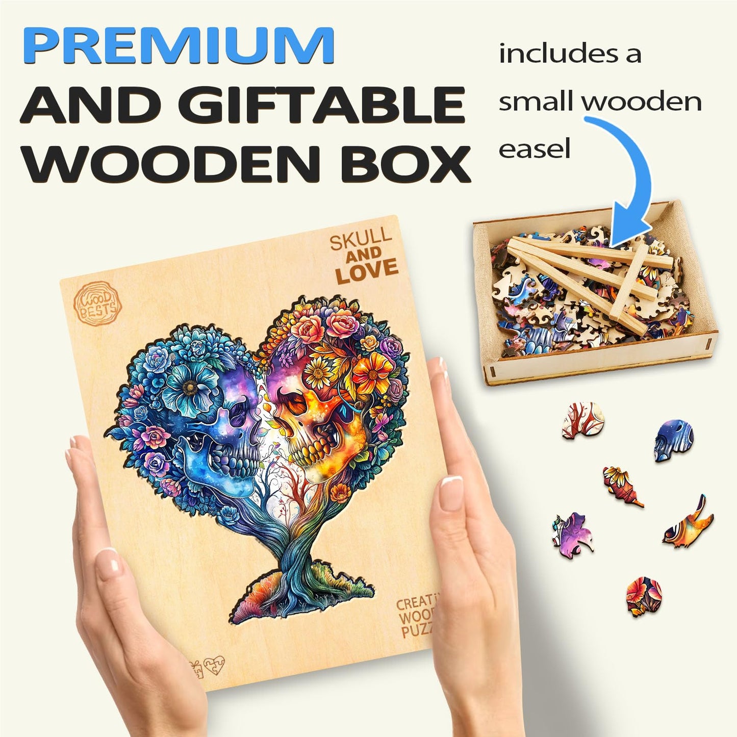 Wooden Puzzles For Adults, 180 Pieces Skull Puzzles For Adults, Unique Tree Puzzle Gifts For Puzzle Lover, Wooden Jigsaw Puzzle (M-11.4 * 11.3In)