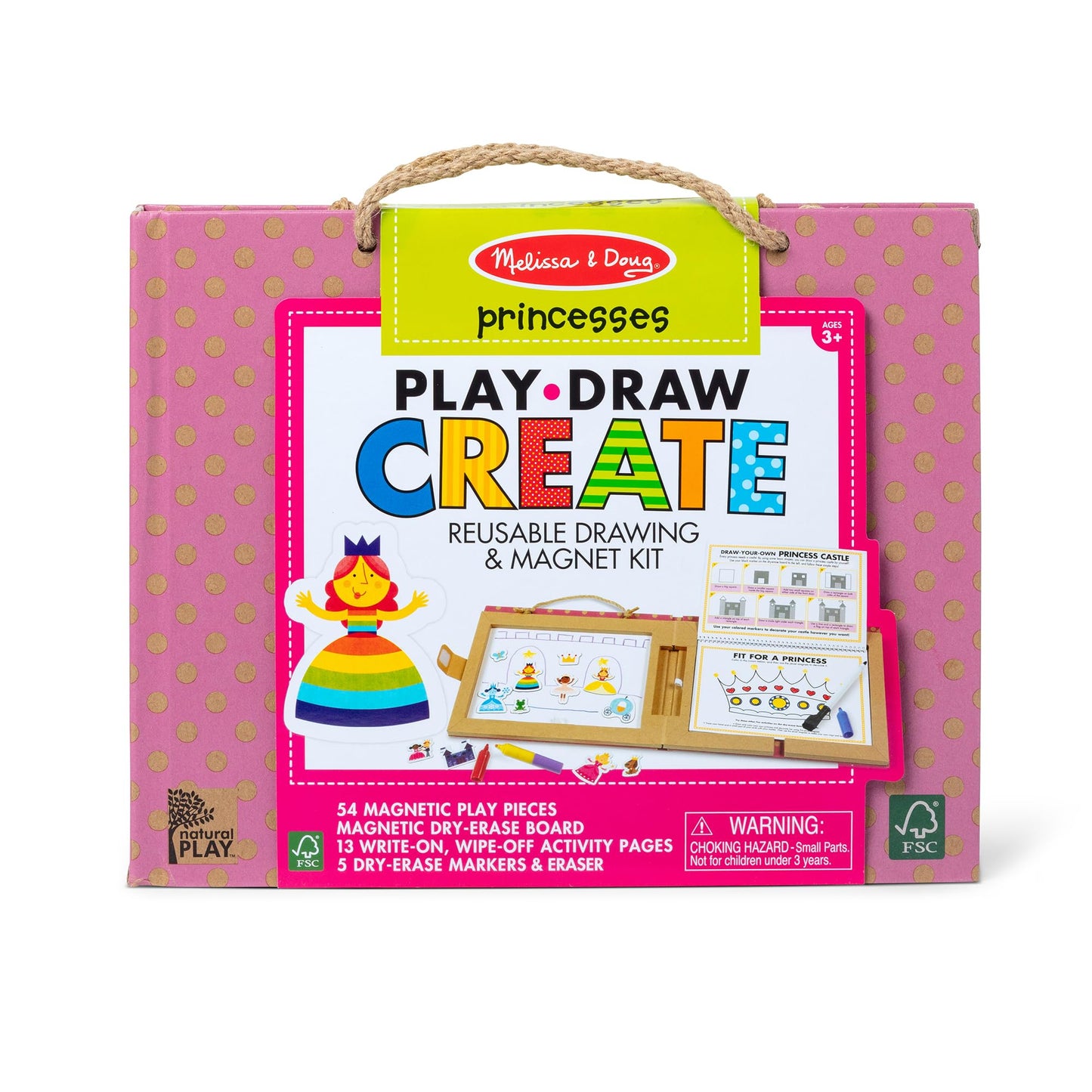 Melissa & Doug Natural Play: Play, Draw, Create Reusable Drawing & Magnet Kit - Princesses (54 Magnets, 5 Dry-Erase Markers) - F