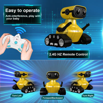 AOVIKOOD Rechargeable Robot Toys for Boys Girls, 2.4GHz RC Robot Toy with Flexible Head & Arms for Kids, Remote Control Robots T