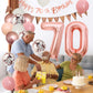 70Th Birthday Decorations Retro Pink Rose Gold,70Th Birthday Balloons,Happy 70Th Birthday Banner With Cake Toppers Rose Gold Num