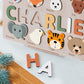 Baby Custom Name Puzzle with Animals  Custom Handmade Birthday Gift for Kids  for Toddlers  Special New Baby Gift  Wood Puzzle