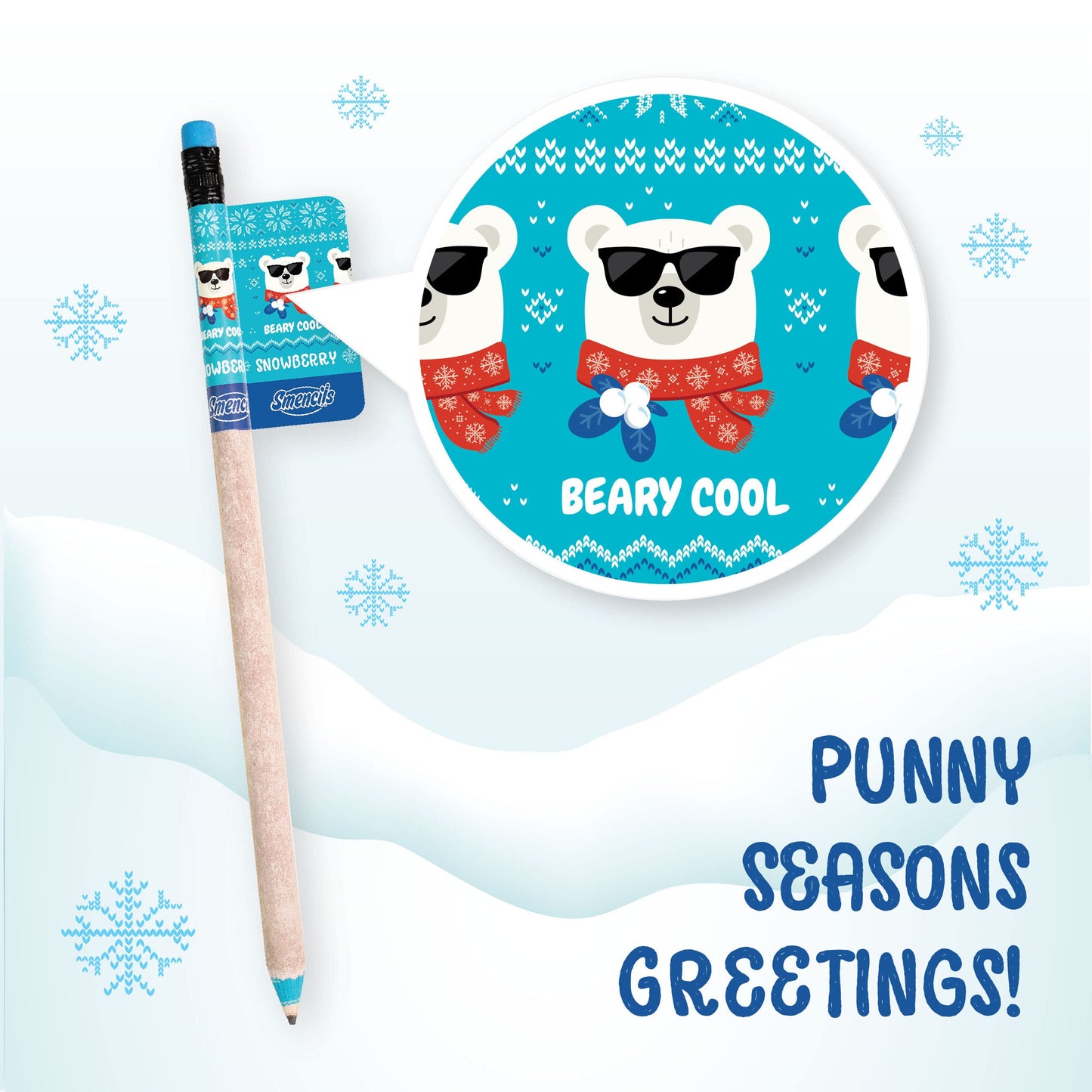 Holiday Smencils for Grown Ups - HB #2 Patented Gourmet Scented Fun Pencils, 5 Count - Stocking Stuffer, White Elephant Gifts fo