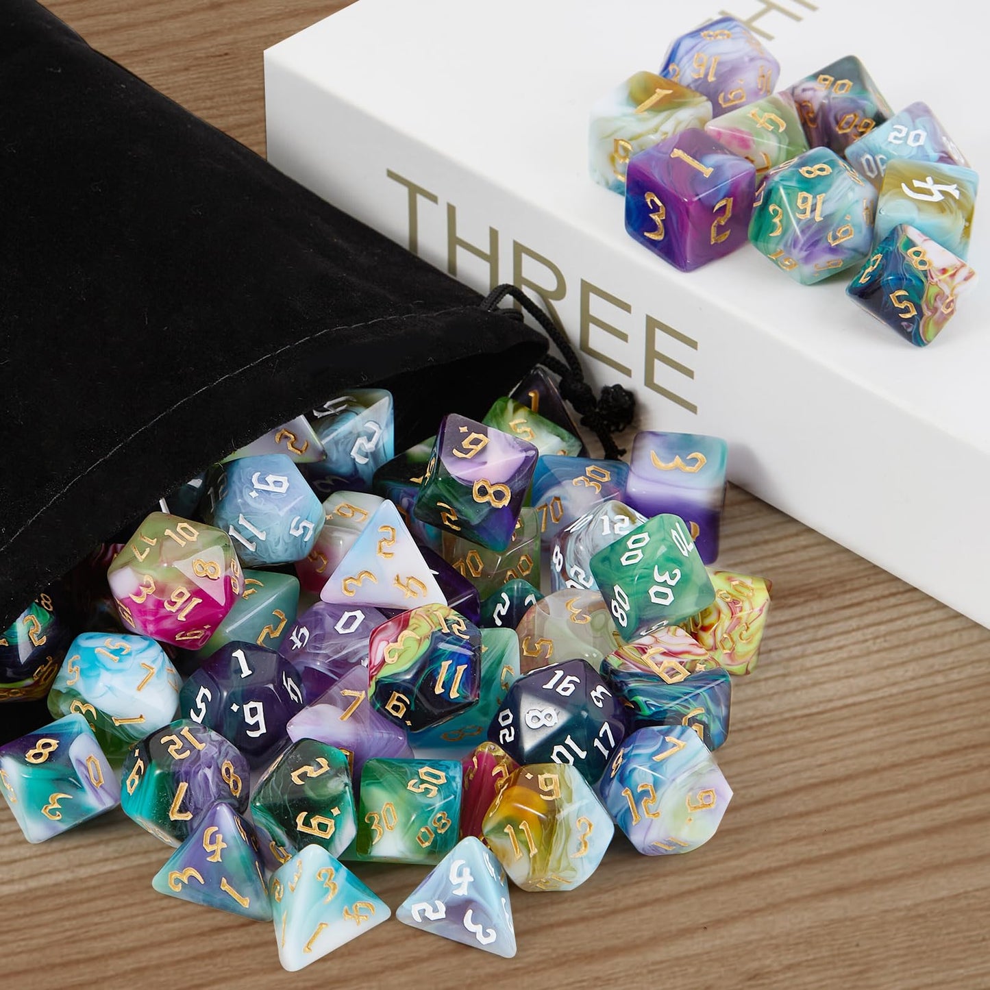 Dnd Dice Set,8X7 (56 Pieces) Polyhedral Dice With A Large Drawstring Bag Great For Dungeons And Dragons, Role Playing Rpg Mtg Ta