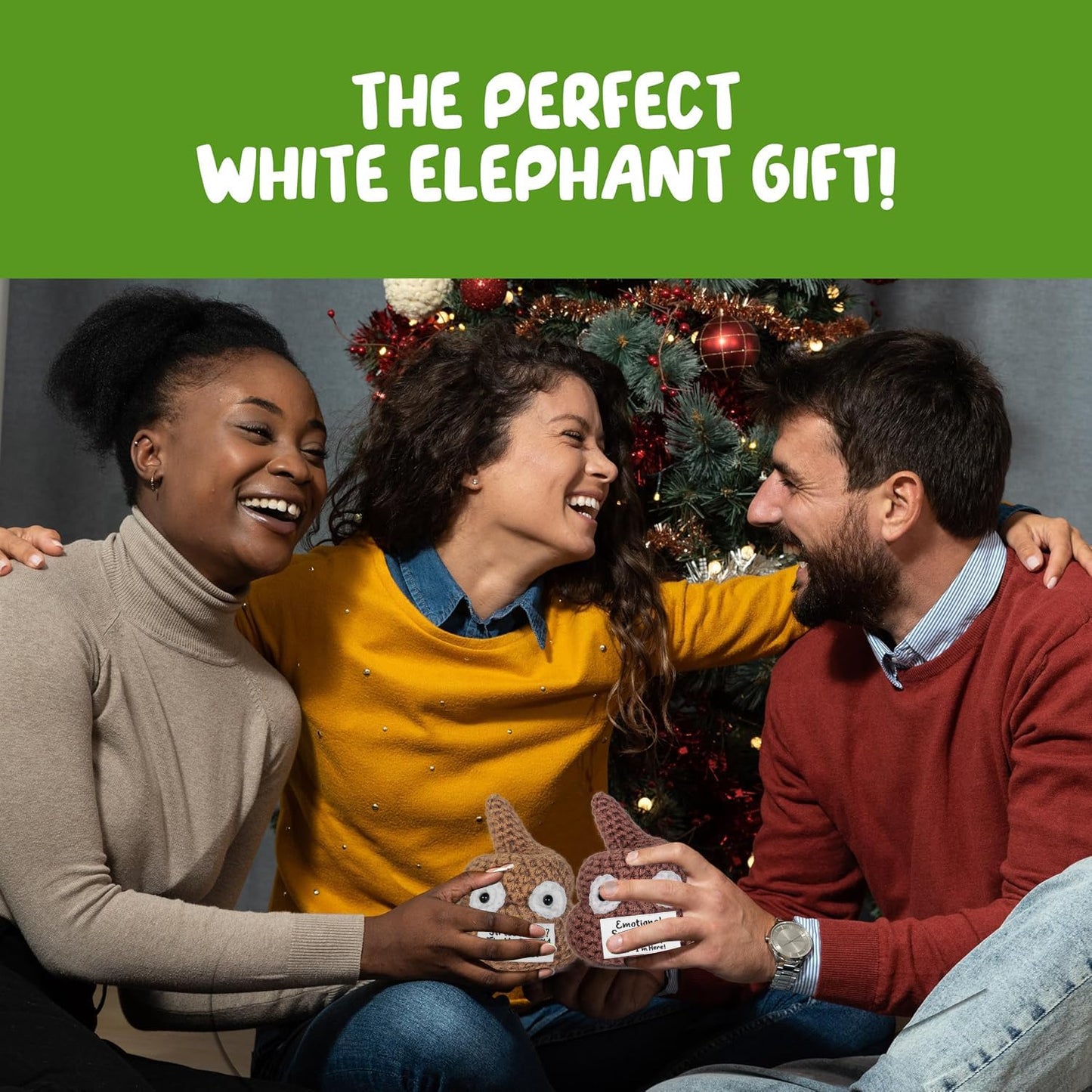 Positive Crochet Poop - Cute Stress Relief Toy - Poo Gag Gifts for Men  Women  Kids  Funny Gift for mature-themeds  Dad  Friends  Brother - White Elephant Gifts for mature-themed  Funny Stocking Stuffers for Men