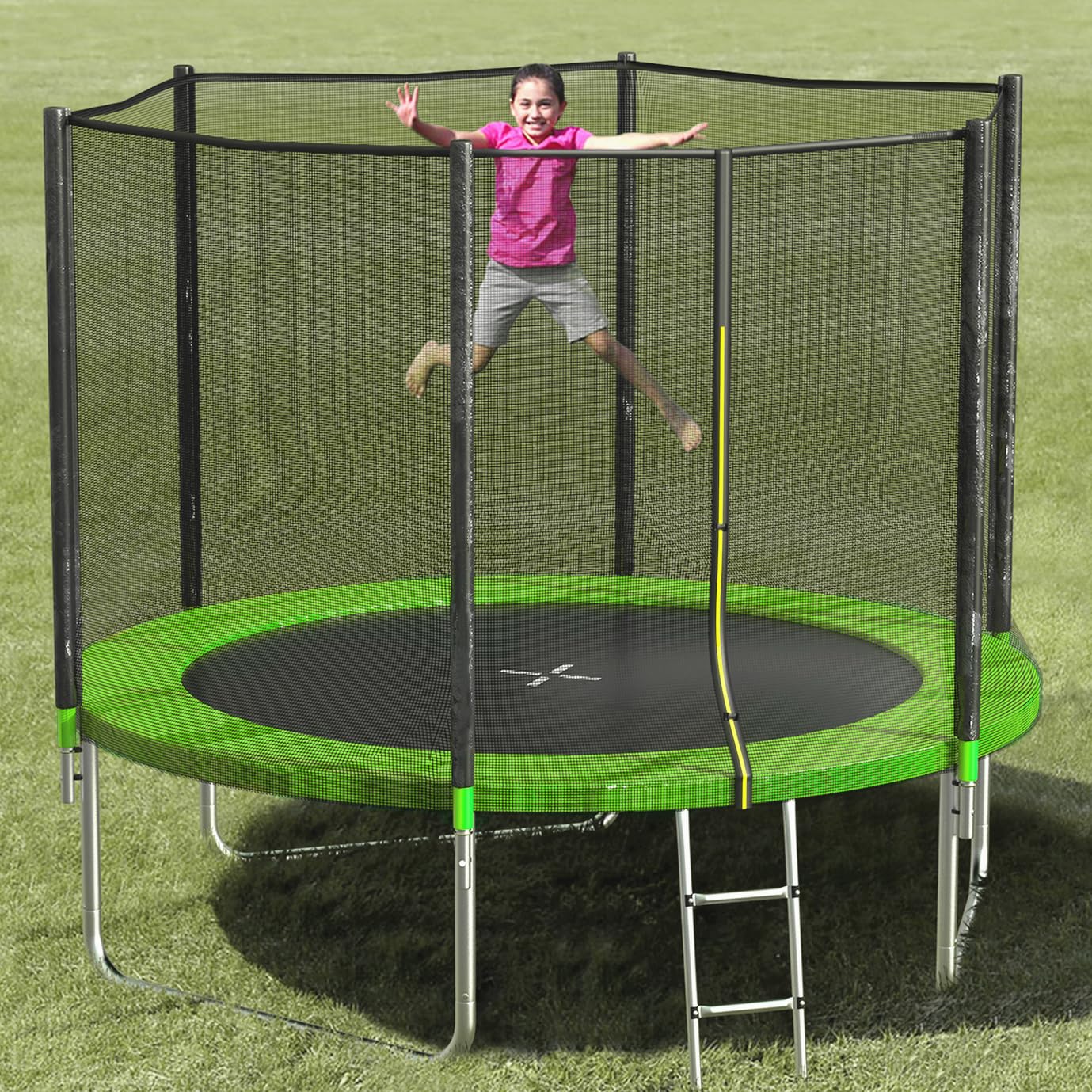 Skok Kids Trampoline 8Ft Trampolines With Enclosure Net, 400Lbs Outdoor Trampolines For Kids -Astm Approved Trampoline For Child