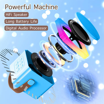 Mini Karaoke Machine With 2 Wireless Microphones, Adults Kids Toys, Gems Stickers, Portable Bluetooth Speaker, Christmas Birthday Gifts For Girls 4, 5, 6, 7, 8, 9 + Year Old (Blue)