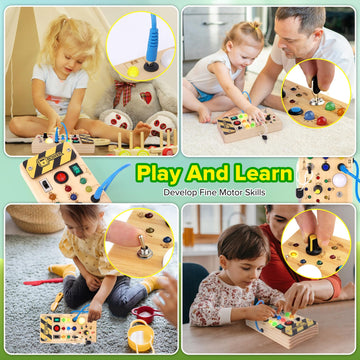 Wakeinsa Montessori Busy Board,Montessori Toys For 1-3 Years Old,Baby Sensory Board,Preschool Learning Activities,Wooden Toys Fo