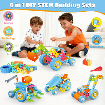 STEM Toys for 3 4 5 6 7 8+ Year Old Boy Girl Building Toys for Kids Ages 4-8 5-7 6-8 Toddler 3-8 Block Stem Kit Educational Construction Set Creative Activities Learning Engineering Game Birthday Gift