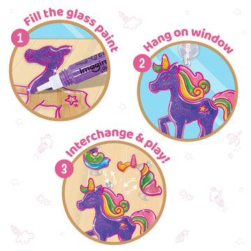 Imagimake Window Art Unicorn Toy Painting Kit | Suncatcher Art Supplies | Unicorn Toys For Girls Age 5-8 | Arts And Crafts For Kids Ages 8-12 | 6 Year Old Girl Gifts | Birthday Gifts For Girls