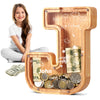 Ubeesize Wooden Letter Piggy Bank For Boys Girls,26 Personalized Alphabet Money Bank,Coin Bank Birthday Gift For Kids,Children'S
