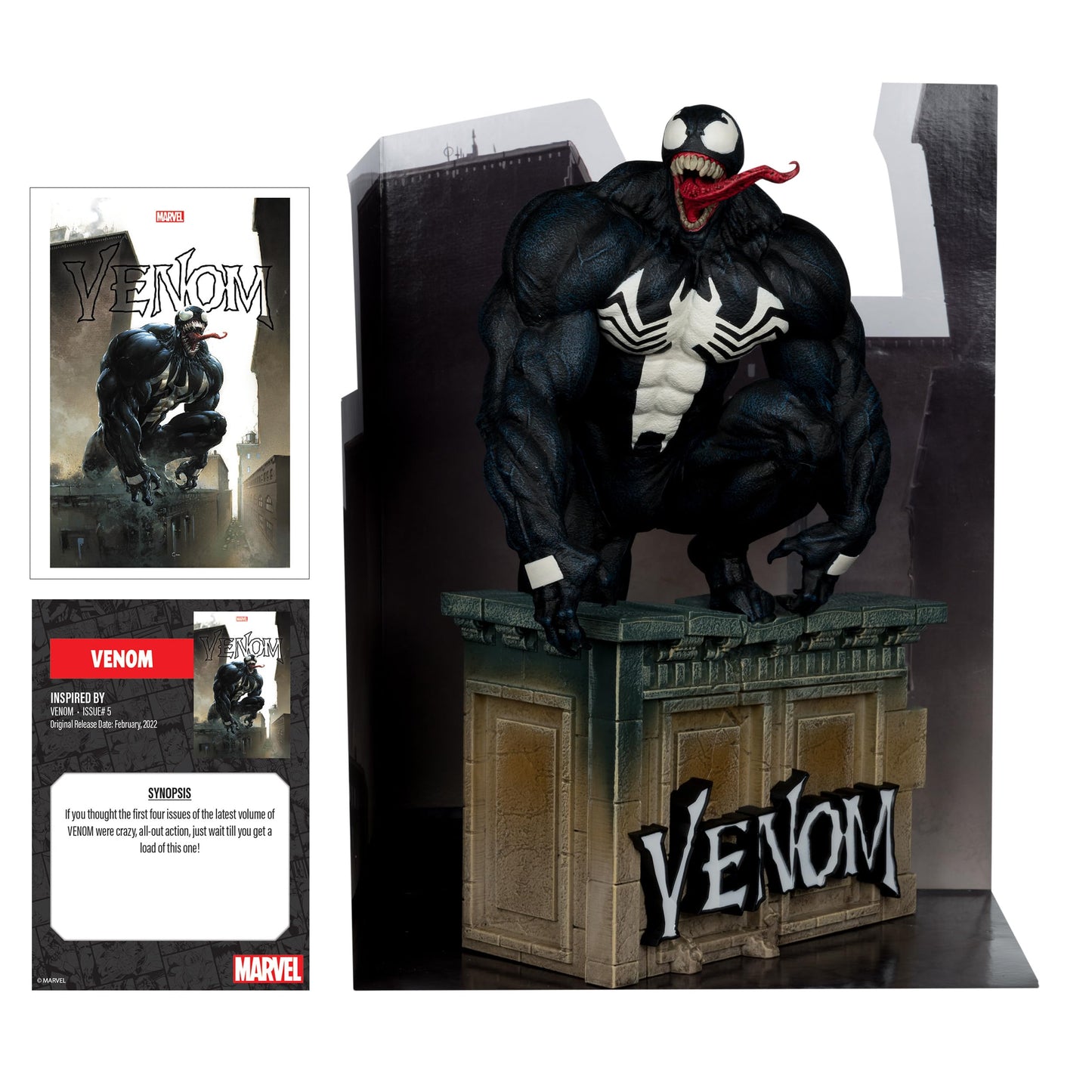 Mcfarlane Toys - Marvel Venom 1:6Th Scale Collectible With Scene & Comic (Venom #5)