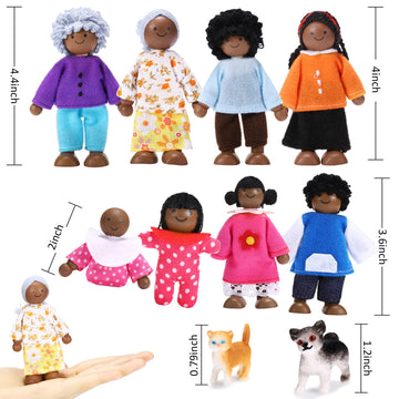 Skylety 10 Pcs Wooden Dollhouse Set Of Mini People Figures Dollhouse Dolls Wooden Doll Pretend Play Figures Accessories(Cute Style)