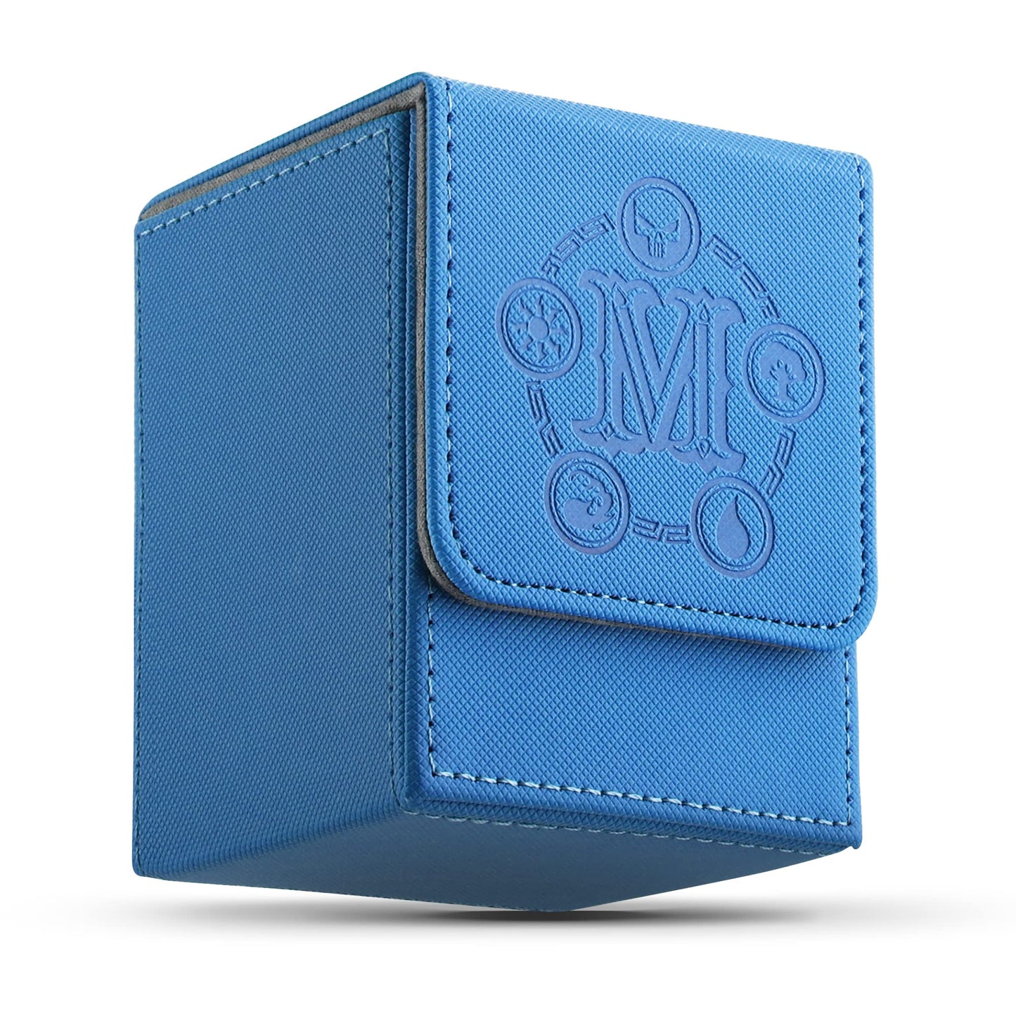 Tcguard Strong Magnetic Card Deck Box For Mtg Cards Fits 100 Plus Sleeved Cards Pu Leather With Microfiber Lining, Compatible With Tcg/Ccg/Yugioh Playing Card Deck Card Storage Box (Vertical-Blue)