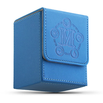 Tcguard Strong Magnetic Card Deck Box For Mtg Cards Fits 100 Plus Sleeved Cards Pu Leather With Microfiber Lining, Compatible With Tcg/Ccg/Yugioh Playing Card Deck Card Storage Box (Vertical-Blue)