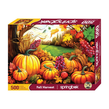 Springbok 500 Piece Fall Harvest Puzzle - Cardboard, Fall Colors (Orange, Yellow, Brown), Model 33-01708 for Adults and Families