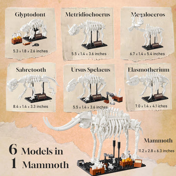 BrickTribe 6 in 1 Fossil Building Kit - Compatible with Lego, 928 PCS Prehistoric Beasts STEM Toys for Kids Ages 8+