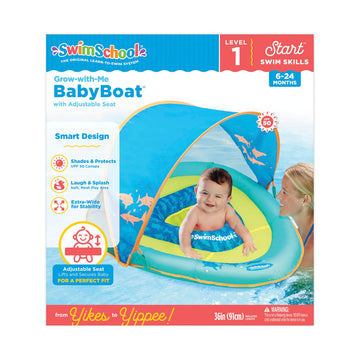 SwimSchool Aqua Grow-with-me BabyBoat Float - Large Splash & Play Safety Seat, Blue