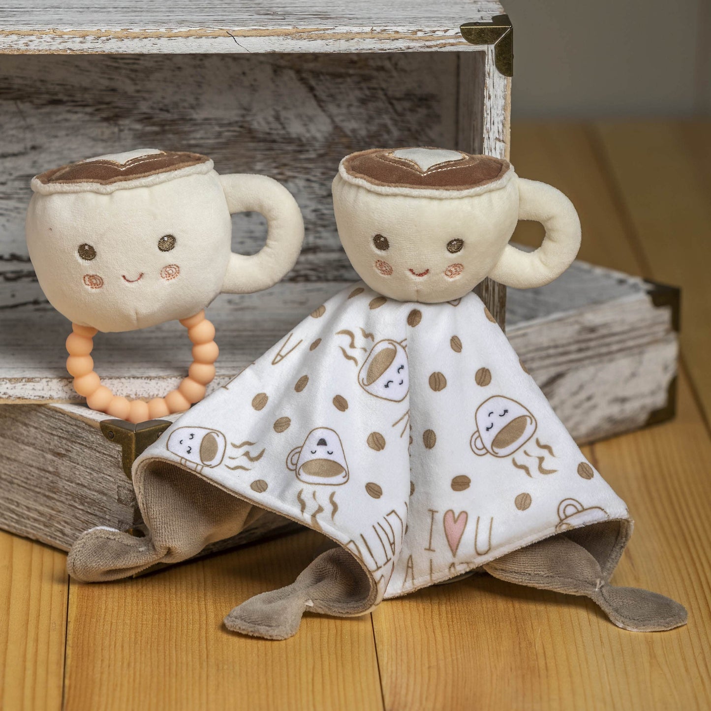 Mary Meyer Sweet Soothie Soft Baby Rattle With Teether Ring, Latte