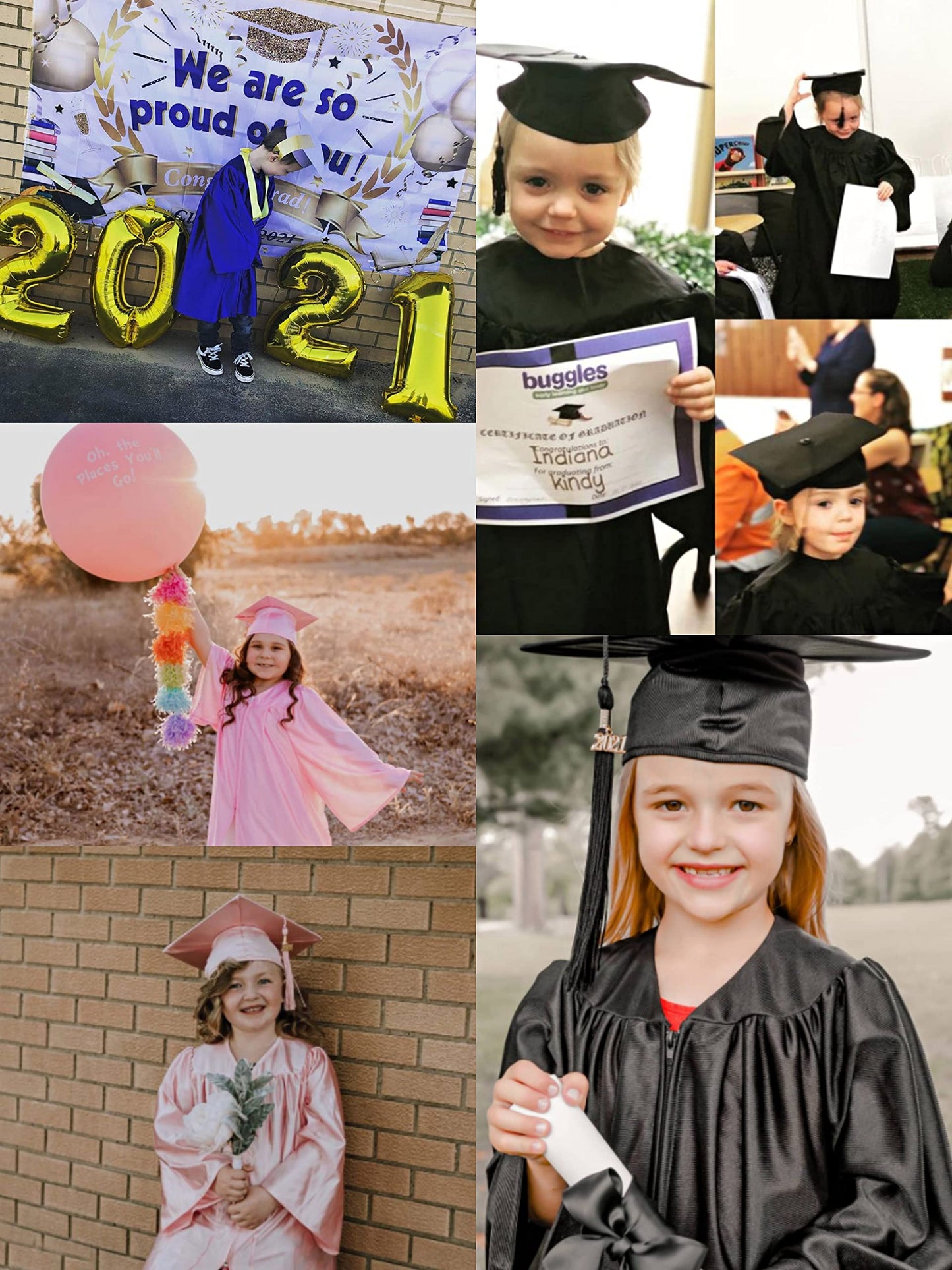 GradPlaza Shiny Choir Robe Kindergarten Preschool Graduation Gown Shiny Graduation Gown for Kids Black Size 30