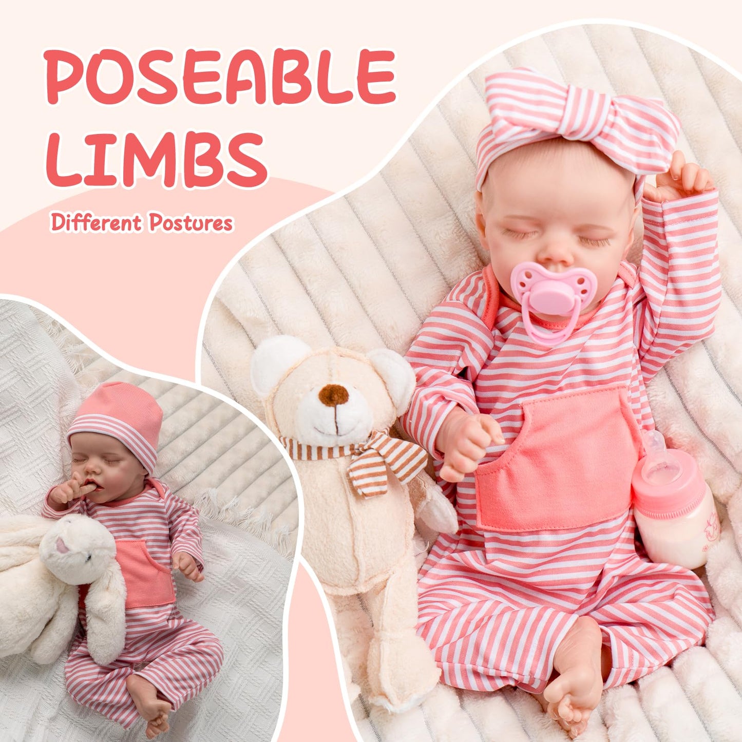 Jirachi Lifelike Reborn Baby Dolls Girl, 18-Inch Full Body Soft Vinyl Sleeping Realistic Newborn Baby Dolls Anatomically Correct