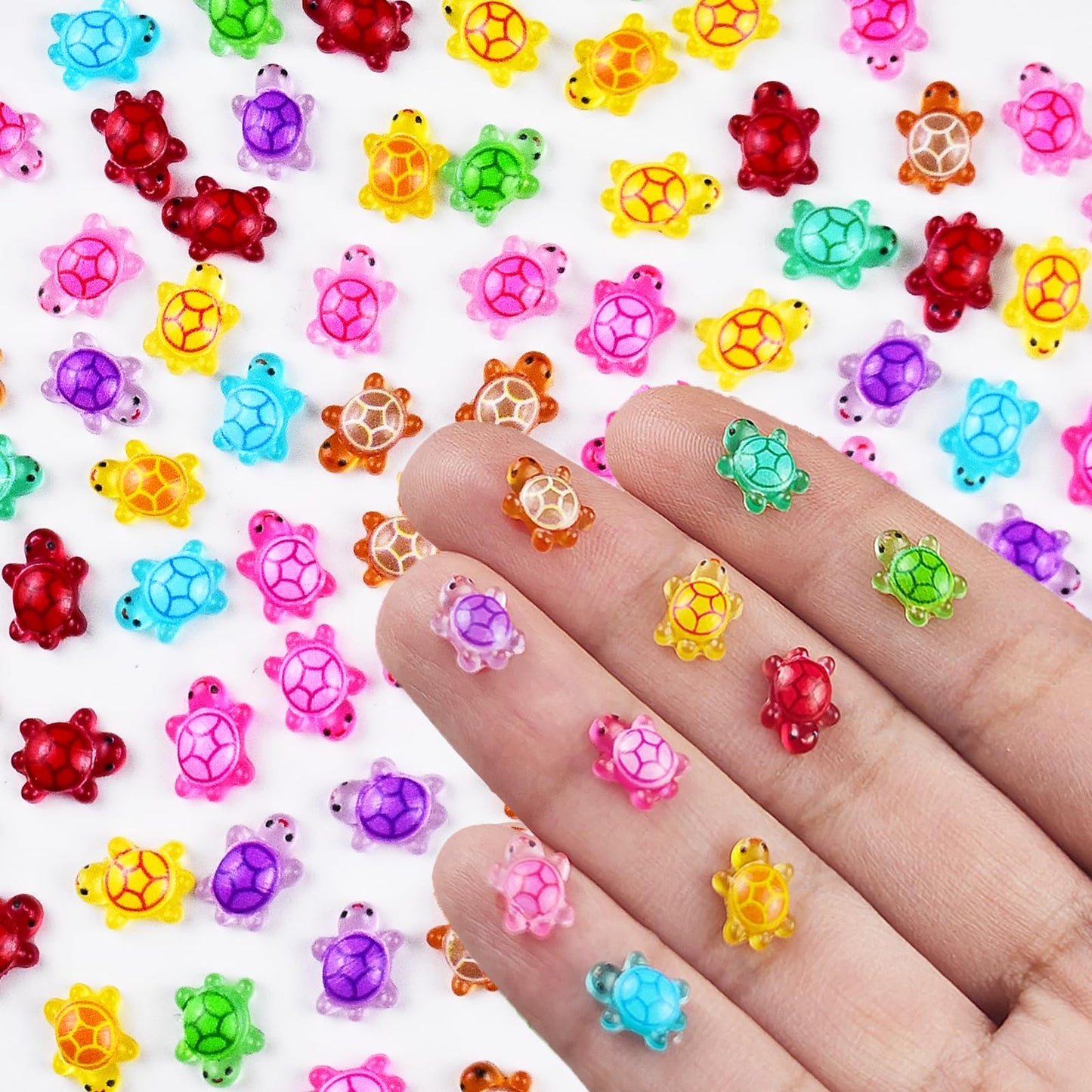100 Pieces Tiny Turtles for Crafts Luminous Mini Resin Turtles Dollhouse Miniatures Mini Animals for Fairy Garden Micro Landscap