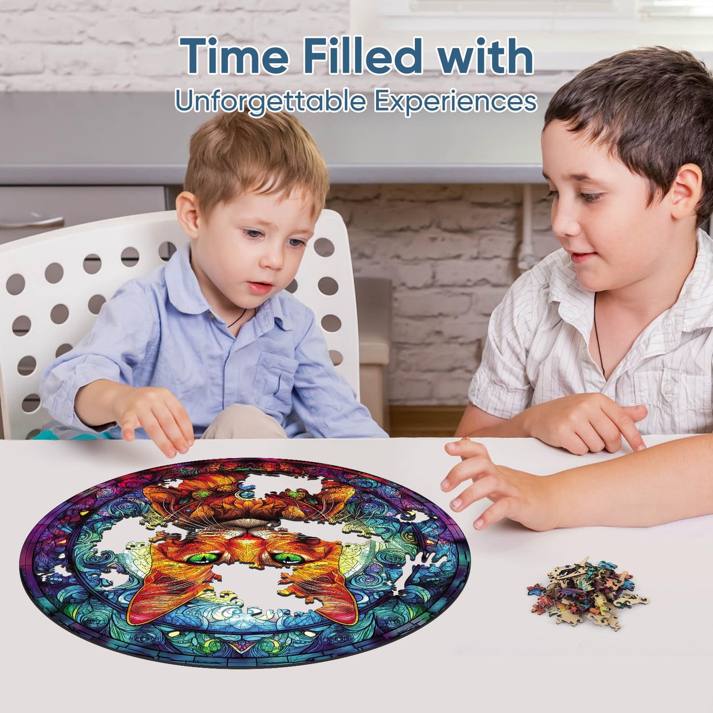 Reouinty Wooden Puzzles for mature-themeds  Yellow Cat Jigsaw Puzzles 200 Pieces  Unique Shaped Animal Wood mature-themed Puzzle  Best Gifts for mature-themeds Family Games (11.2 * 11.2 inches)