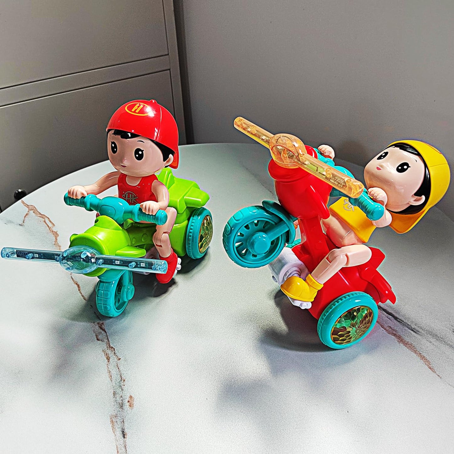 Tipmant Baby Toddler Electric Tricycle Toy Motorcycle Vehicle Stunt Performance, Music, Luminous Lights, Kids Birthday Gifts (Re