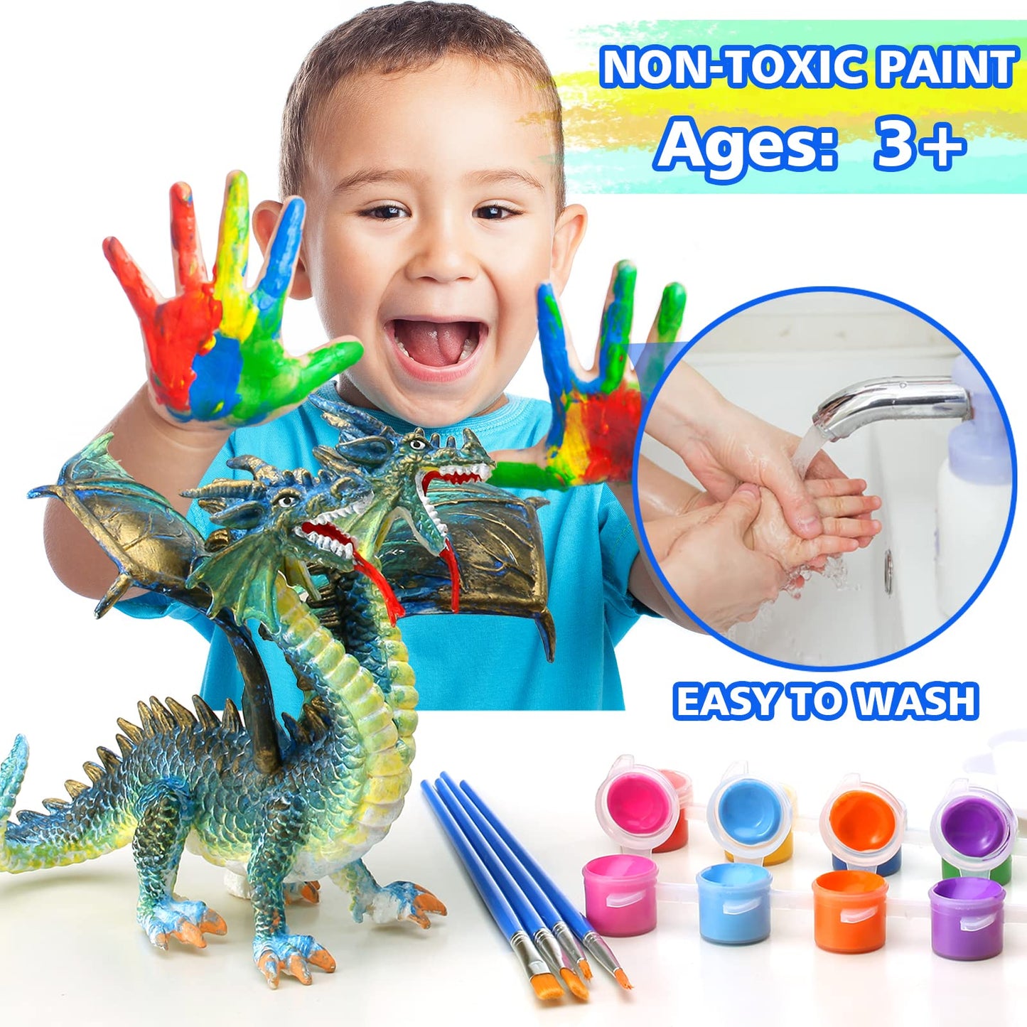SOLDAY Dragon Toys Painting Kits for Kids Arts and Crafts Ages 3 6 5 7 9 12 Boys Girls to Paint Your Own Paintable Figurines Bir