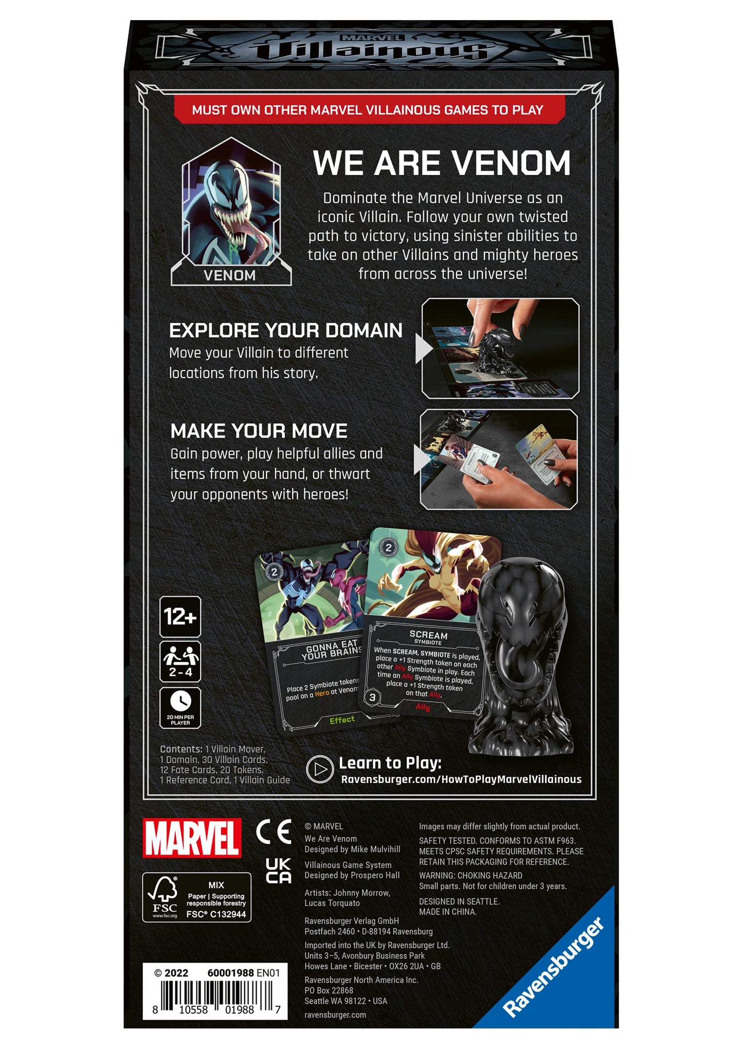 Ravensburger Marvel Villainous Venom Expansion - Strategy Family Board Games For Adults And Kids, 2 To 3 Players, Age 10 Years U