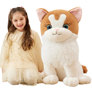Ikasa Giant Ragdoll Cat Stuffed Animal Plush Toy,Large Big Jumbo Soft Toys,23' Huge Size Cute Fluffy Plushy Fat Oversized Plushie,Gifts For Kids Girls Boys (23 Inches, White)