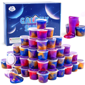 Galaxy Slime Kit 40 Pack, Mini Putty Slime Easter Party Favor For Kids Girls Boys, Soft, Stretchy&Non-Sticky, Stress Relief Colo