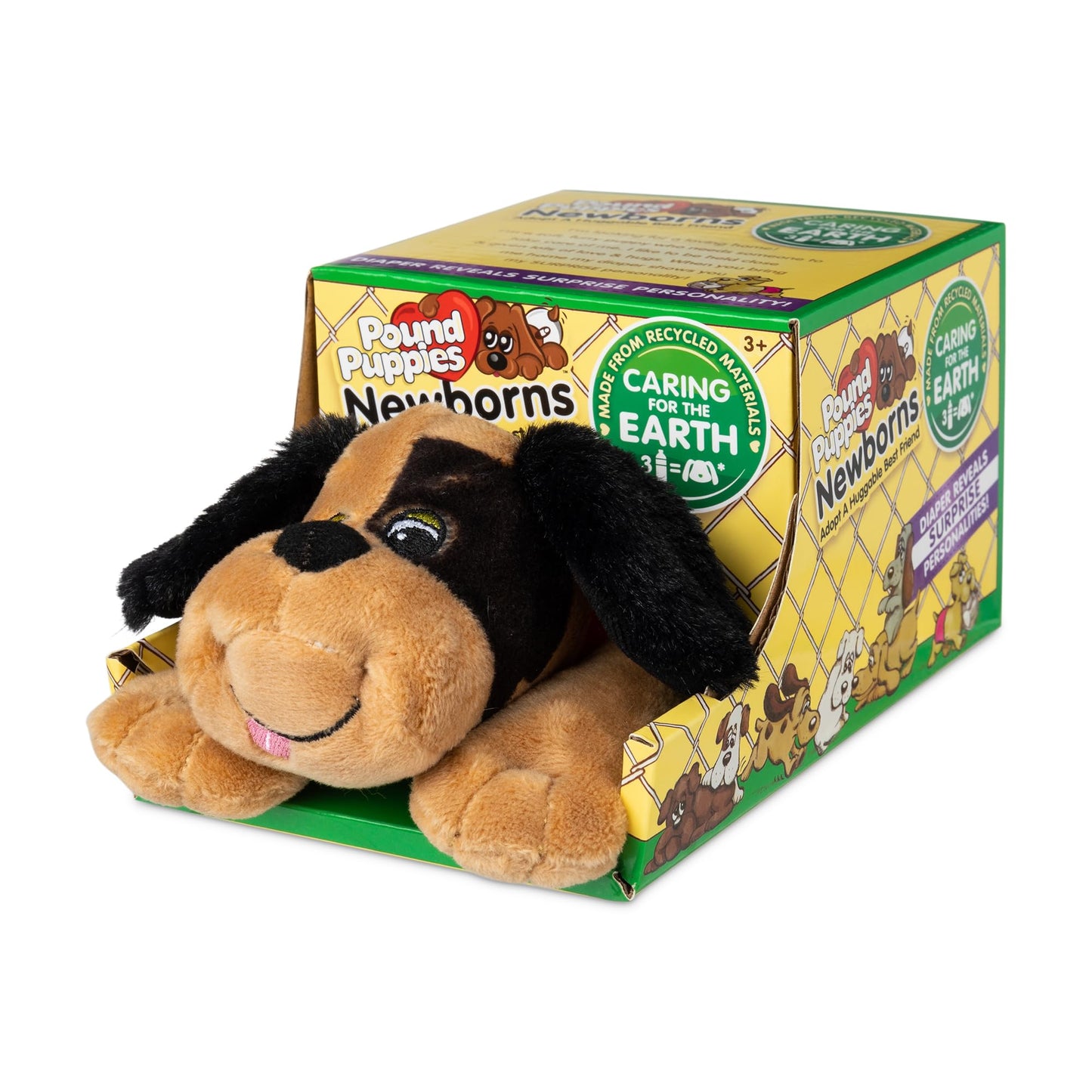 Pound Puppies Newborns Plush - Angel - Tan And Black, Eco Friendly