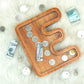 Piggy Bank For Kids Boys Girls, Large Personalized Wooden Letter Piggy Bank With Cut-Out Design, Alphabet Letter Coin Banks, Money Savings Box, Wooden Bank For Kids Creative Gift For Real-Money(E)